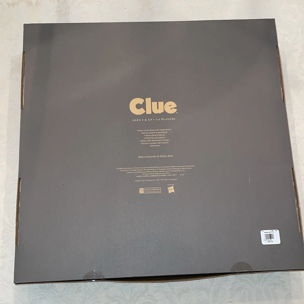 Pottery Barn Wooden Clue Board Game - Luxury/ Deluxe Edition, NWT